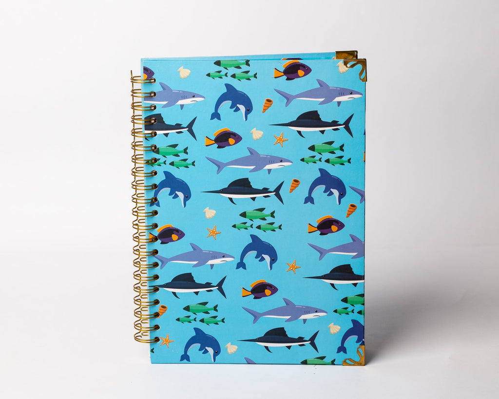 Marine Life Spiral Notebook - Hardcover, A4, Lined