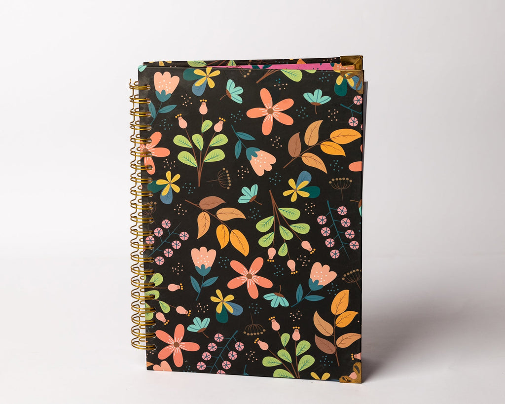 Floral Spiral Notebook - Hardcover, A4, Lined